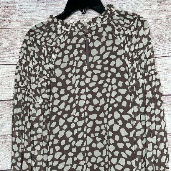 Ann Taylor Girly Romantic High Ruffle Neck Long Sleeve Flowy Blouse Size Medium - Picture 8 of 13